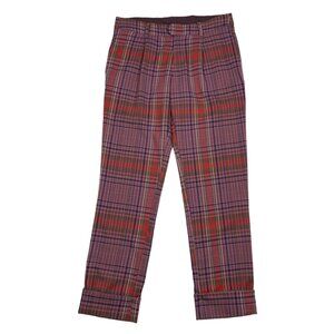 Free People All For Me Low Rise Slim Trouser Pant 2 Plaid